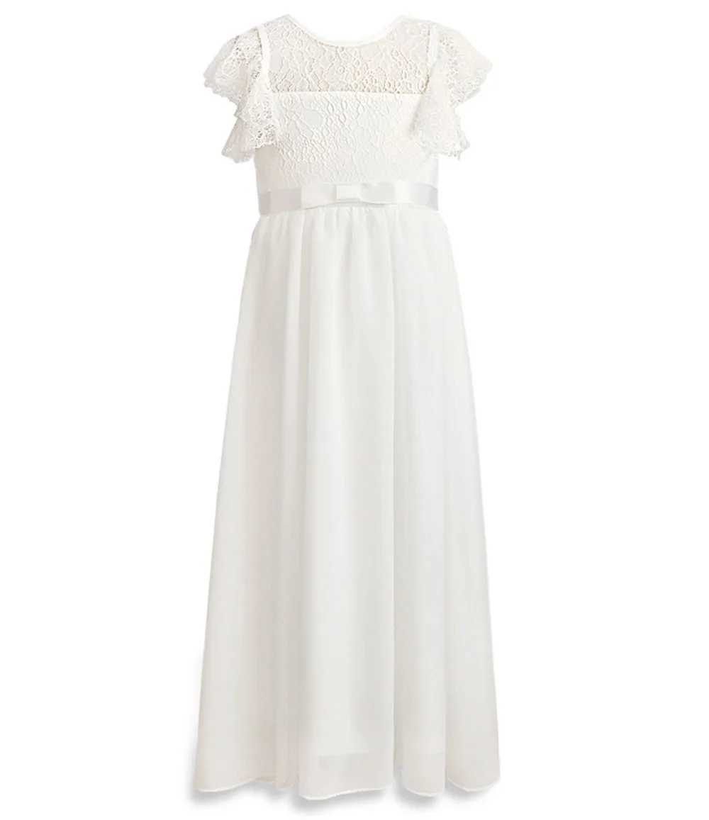Hetiso Chiffon Flower Girl Dress Hollow Lace Childrens Wedding Performance Par Pageant Dress Teen Bridal Dress 4-13 Years Old W250326