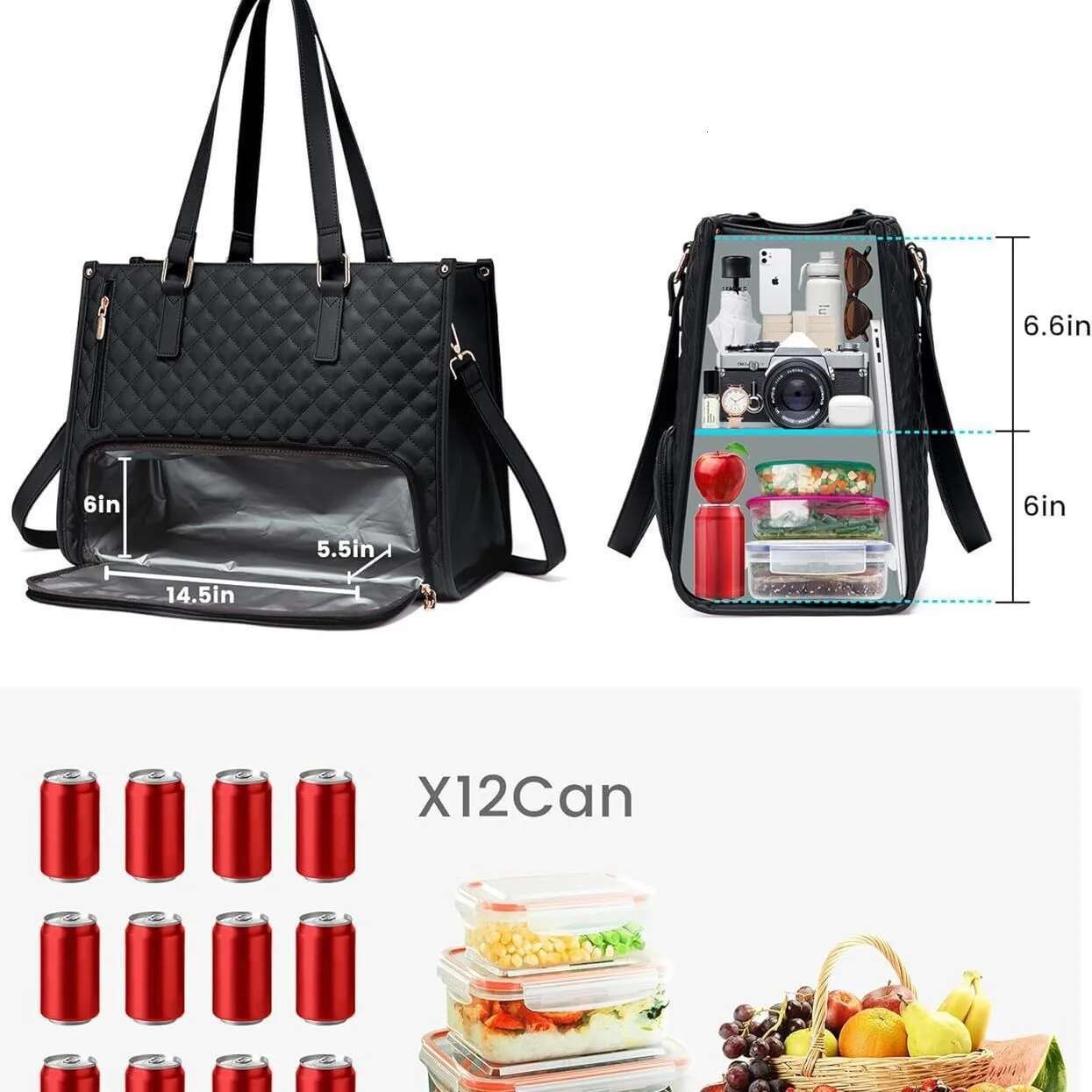 Convenient Commute New Bag Insulated Lunch Box Women's Leak-Proof Large Purse Diagonal Computer Storage