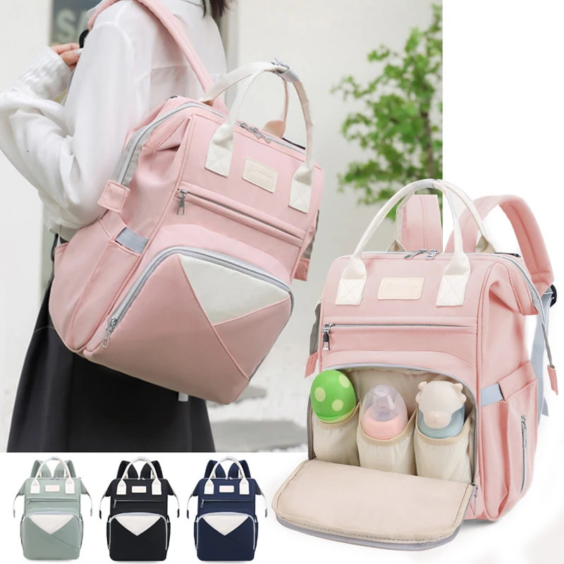 Mommy Diaper Bags Baby Stroller Hanging Bag Mother Large Capacity Nappy Backpacks with Changing Mat Convenient Baby Nursing Bag 250325