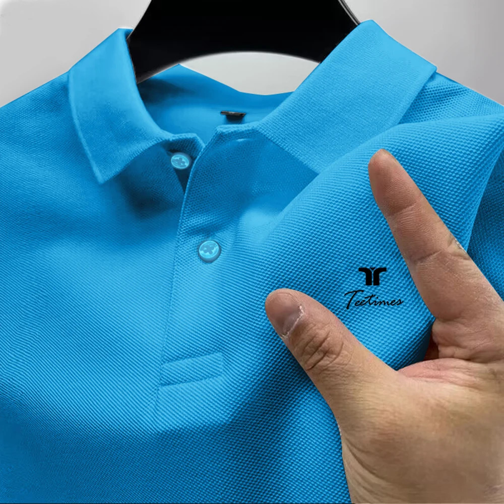Mens short sleeved cotton polo shirt top with solid color and multi casual summer fashionable business 250326