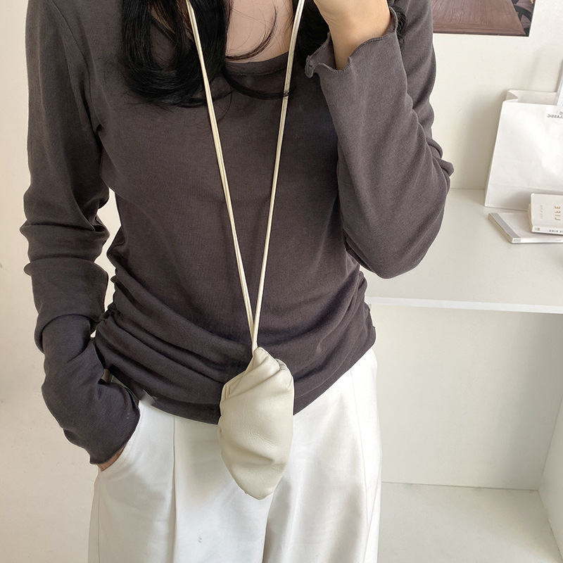 2025 Spring New Soft Waxy Mini Niche Korean Version Of Horn Coin Wallet Instagram Hanging Neck Accessories Mouth Red Envelope