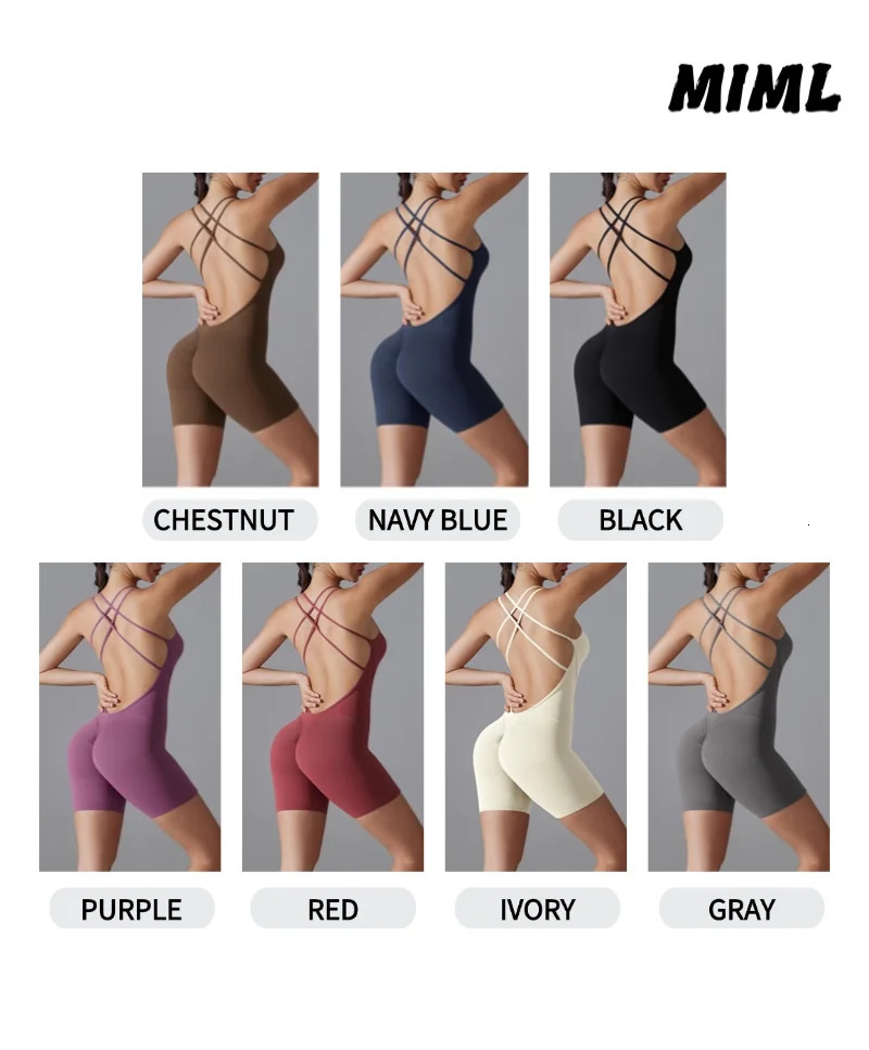 MIML One Pieces Yoga Set Sexy Backless Sporty Tight Jumpsuit Raises Butt Playsuit Women Romper Summer Gym Fitness Short Overalls 250325