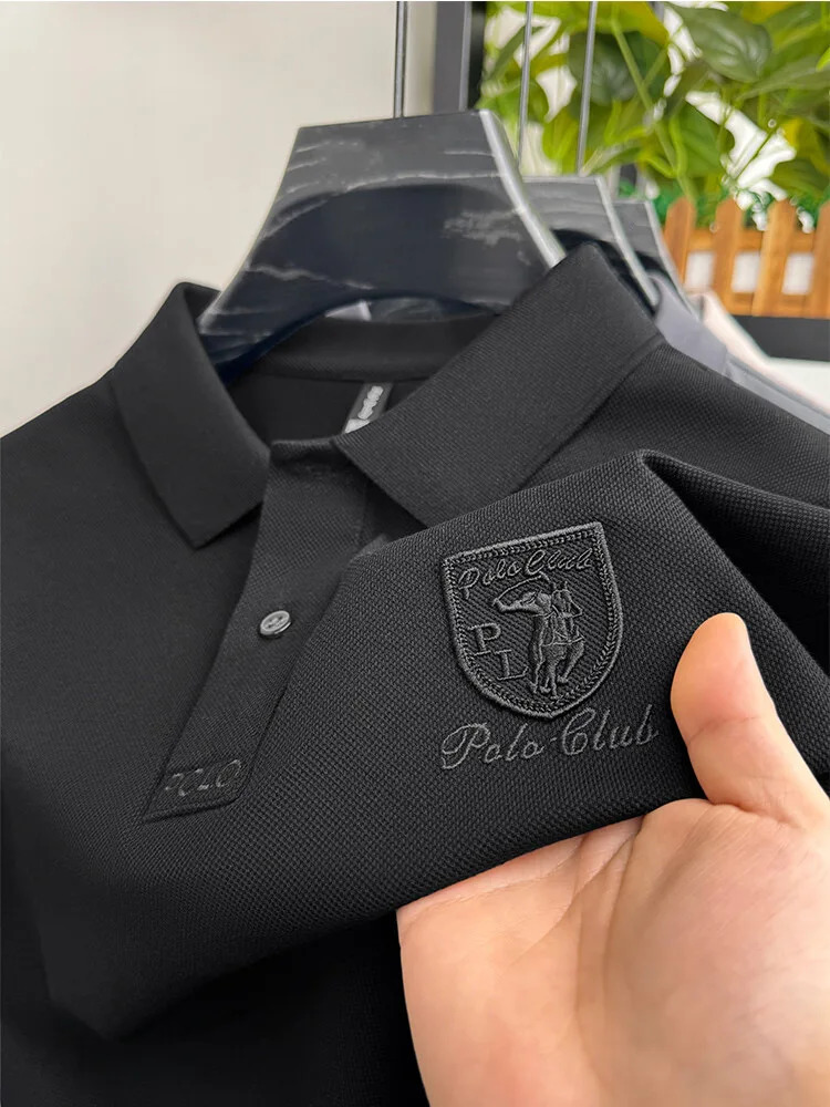 s fashionable short sleeve polo shirt men highend embroidered Tshirt summer ice silk breathable casual top 250311