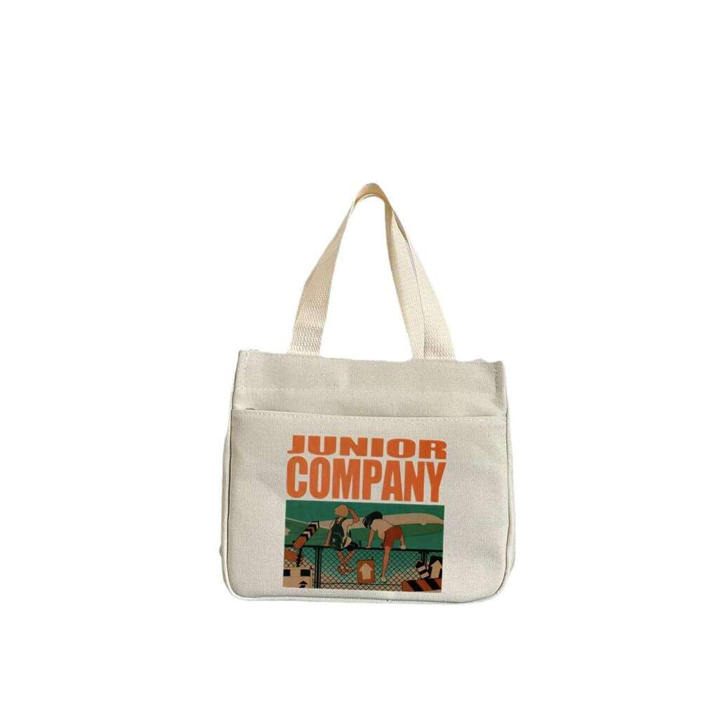 High aesthetic canvas handbag moms to go out, simple and compact, three-dimensional carrying commuting, thick for work, lunch box, rice bag