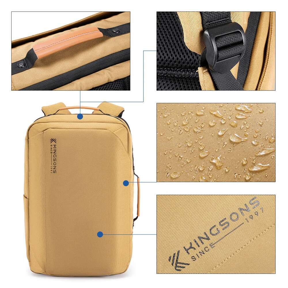 Kingsons 2025 New Recycled Polyester 23 L Large Capacity Backpack For Men Women 15.6 Inch Laptop 180° Open Waterproof Travel Bag