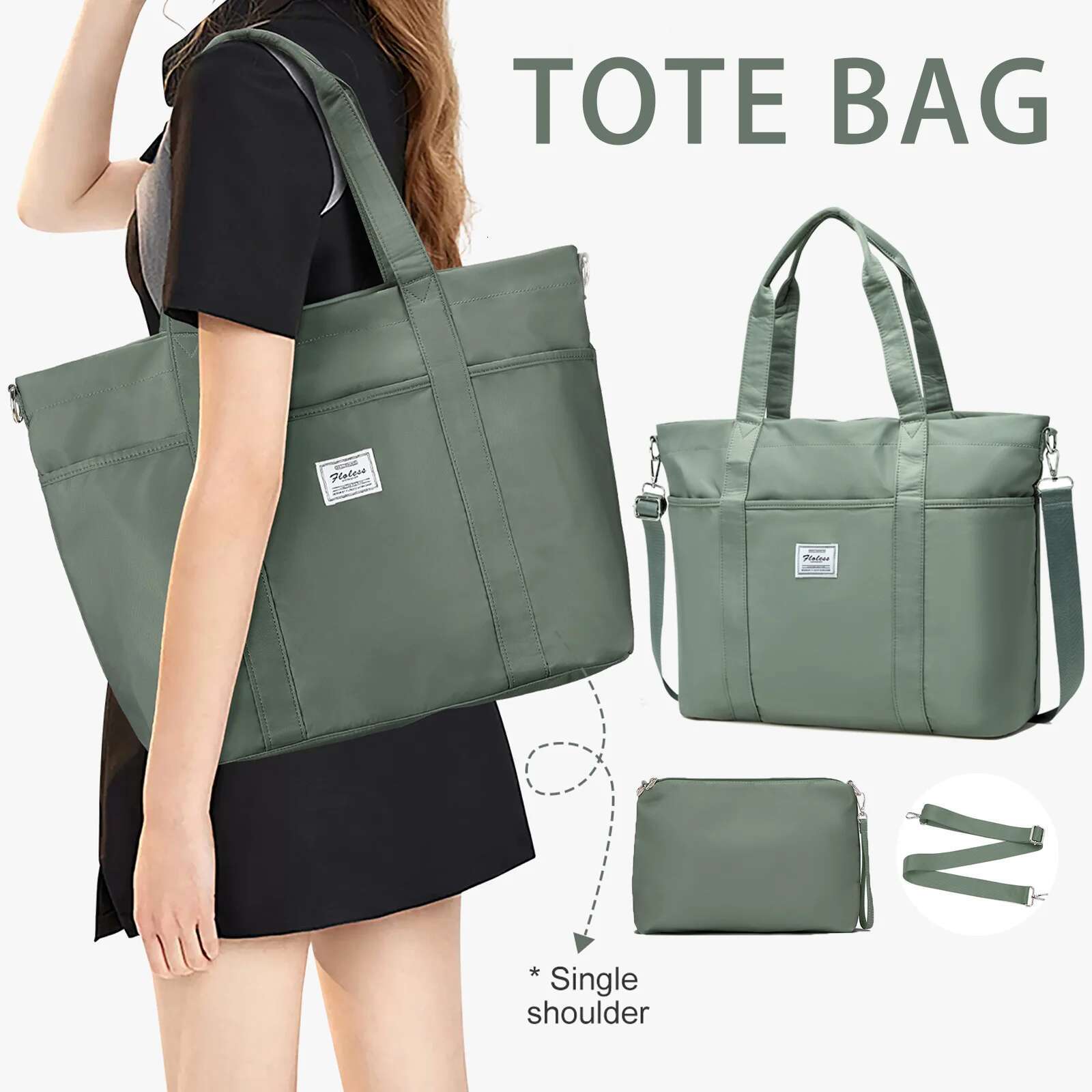 2Pcs New Women 2024 Large Capacity Classics Handbag Tote Shoulder Purses Fashion Ladies Travel Shopping Bag