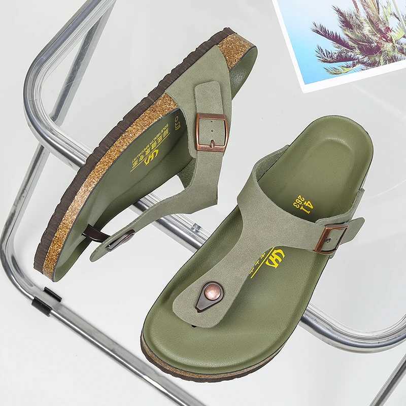 2024 new Italian mens leather flip cool beach summer shoes hotel slippers mens large-sized 46 light apartment luxury mens shoesXJ250326