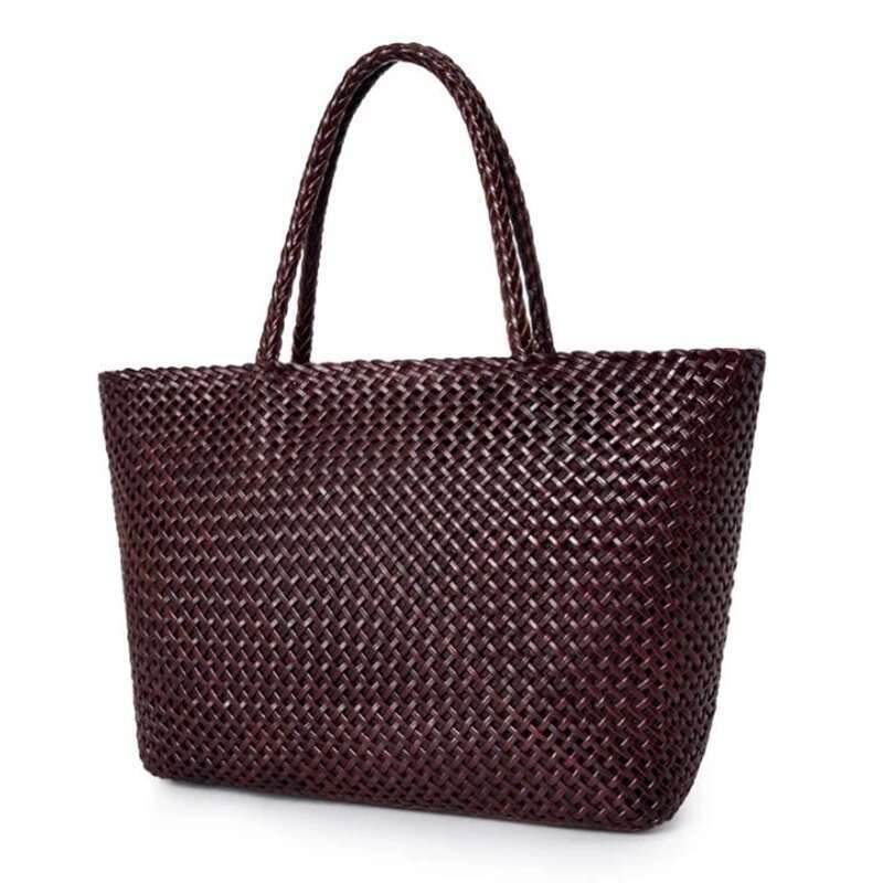Women's Bags Women Leather Handbag Romantic Handmade Woven Totes Female Cowhide Big Holiday Bucket Bag Causal Beach Shoulder Handbags