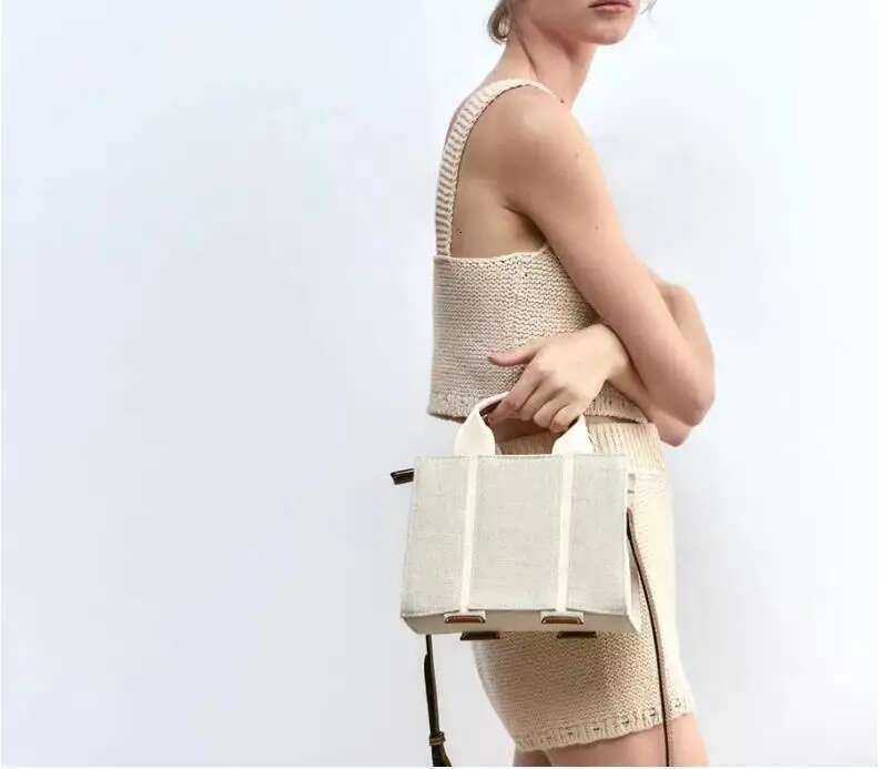 Designer Simple Canvas Decor Bucket Handbags Women Top Handle Tote Bag Large Capacity Casual Shoulder Crossbody Bags