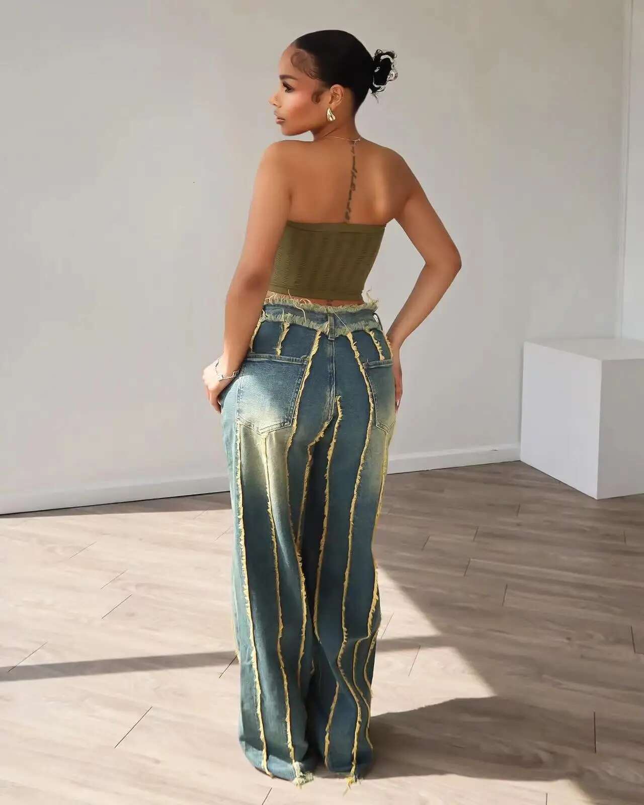 Wide Leg Jeans Pants Sexy Women High Waist Elegant Streetwear Denim Straight Trousers