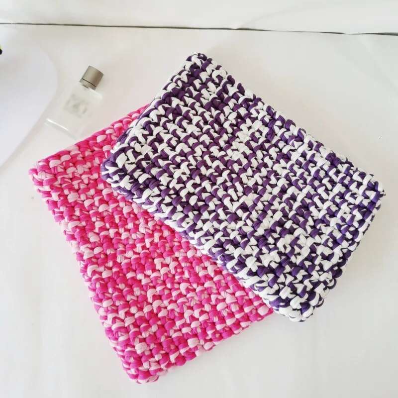 Ladies Handmade Cloth Strip Laptop Bag Knitted Crocheted Computer Protective Case Bags For Women