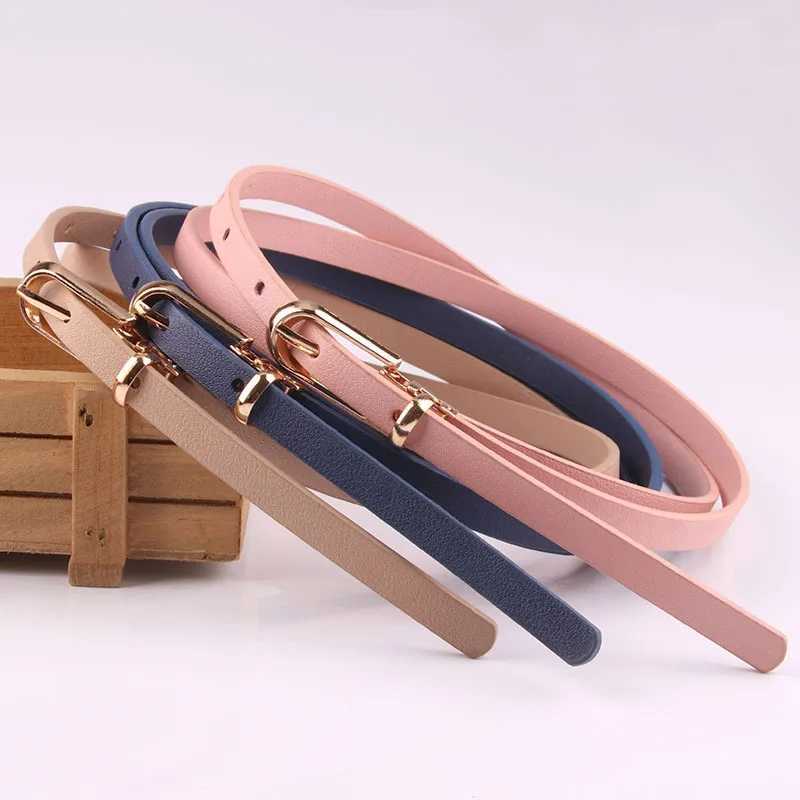 Multi colored thin strip Pu leather belt used for dresses sweaters jeans candy colors pin buckle belts casual belts W250326