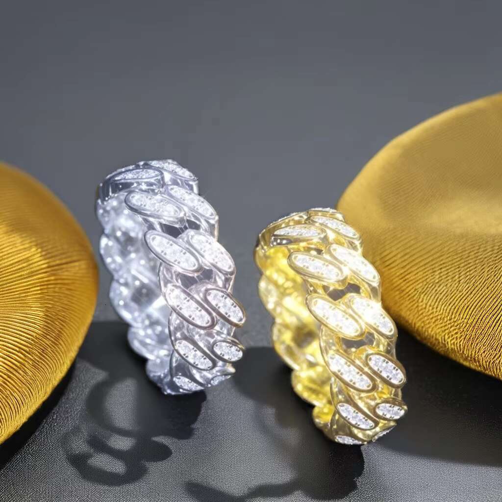 Linyin Cuban Link Chain Ring Moissanite Diamond Fine Jewelry Gold Hiphop 925 Silver Custom Wholesale Classic 18K GOLD Unisex
