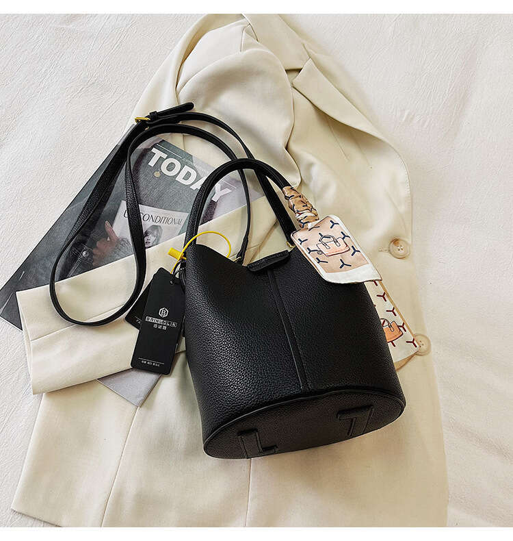 5f Korean style bucket portable vegetable basket, textured women's simple and large capacity, one shoulder crossbody bag, live broadcast