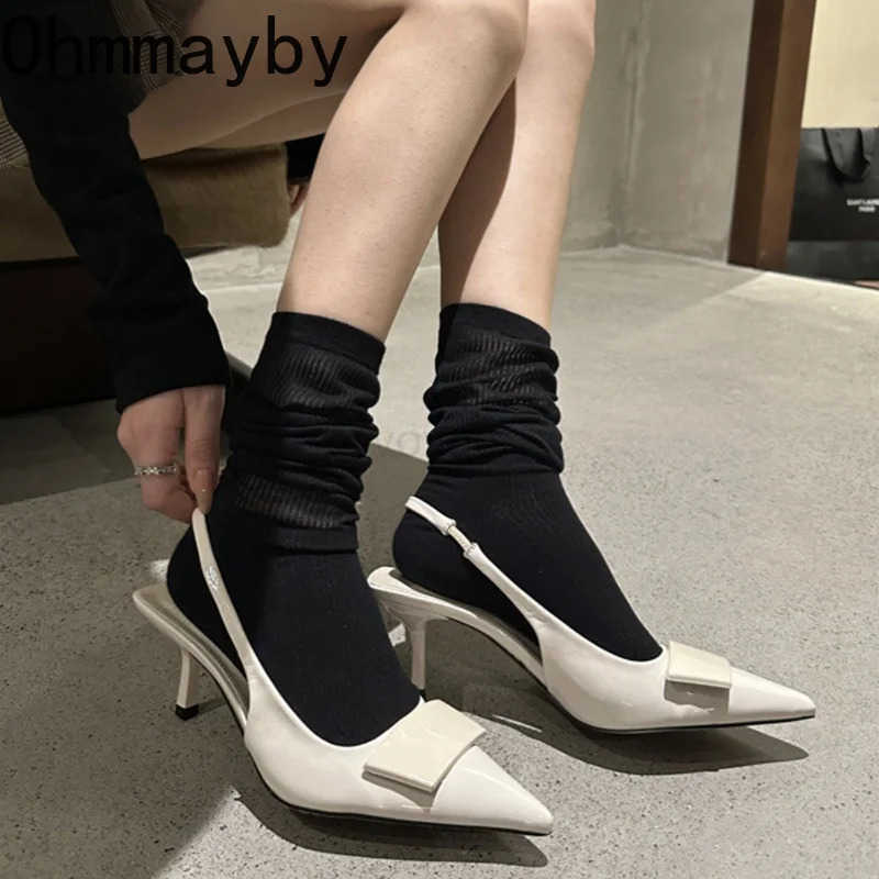 2025 Summer High Heel Wen Sandals Fashion Pointed Toe Slip On Shoes Elegant Dancing Par Pr Shoes Z250326