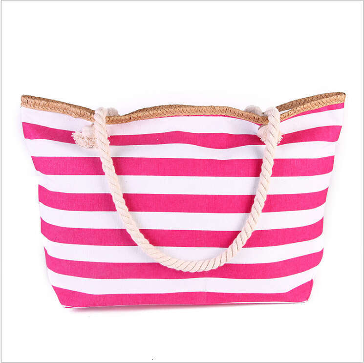 Canvas handbag 2024 striped forest women's shopping eco-friendly beach bag