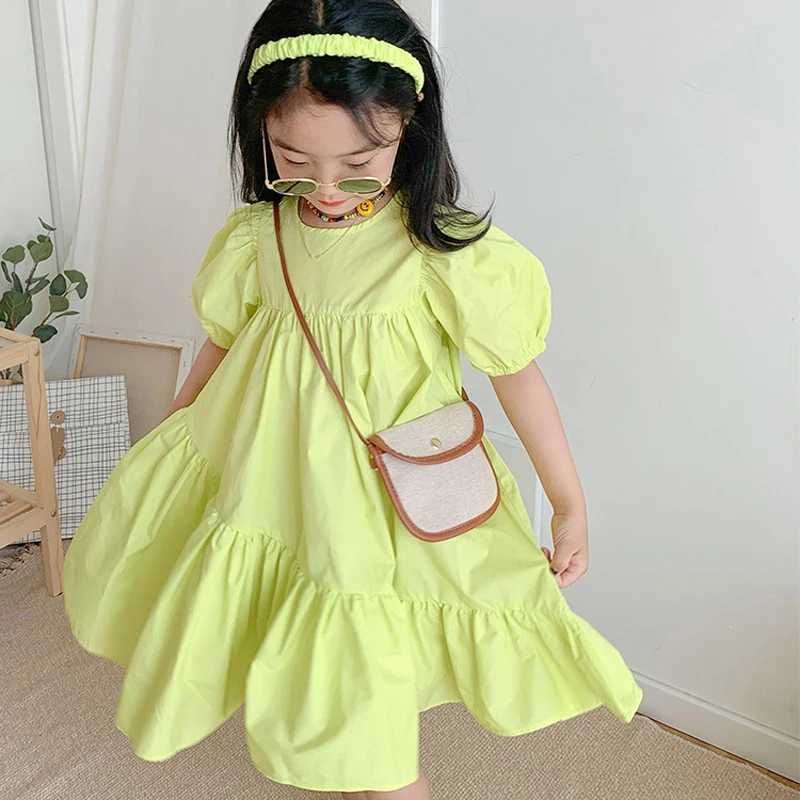 Baby girl summer dress new patchwork short sleeved irregular dress with large hem princess dress fashionable childrens clothing W250326