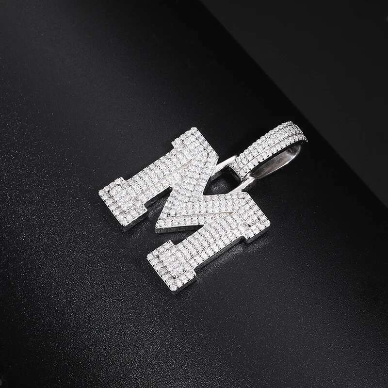 Fine New 925 Silver Pendant Letters Classic Punk Hiphop/Rock Letters Moissanite Pendant For Men Hip Hop Jewelry