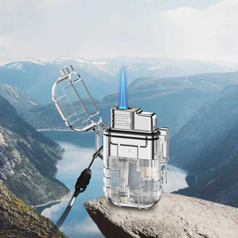 Cigarette Lighter Mini Butane Gas Lighter Outdoor Camping Survival Windproof Waterproof Jet Lighters smoking accessoriesC250326