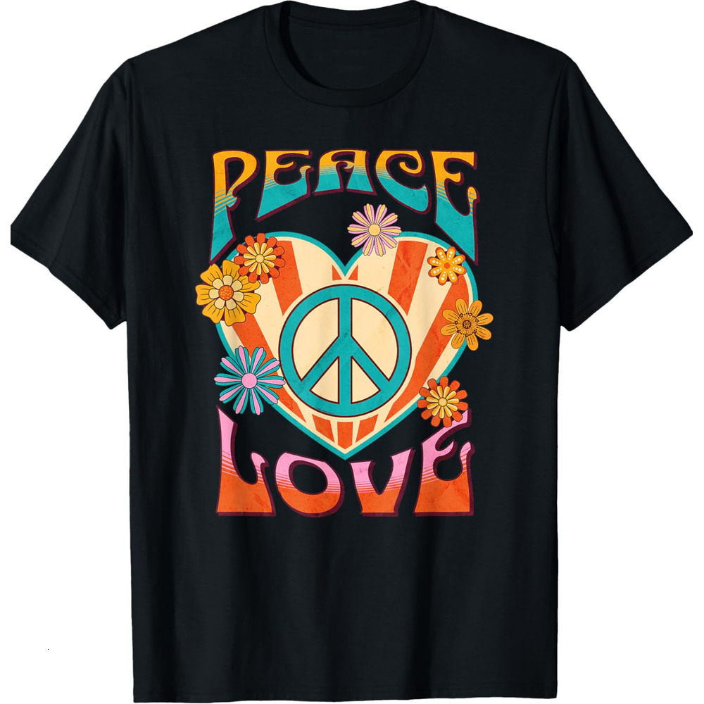 T shirt for Mens Retro Peace Love Peace Sign 60s 70s Hippie Style Graphic Tee Casual Tops Clothes Short sleeve cool