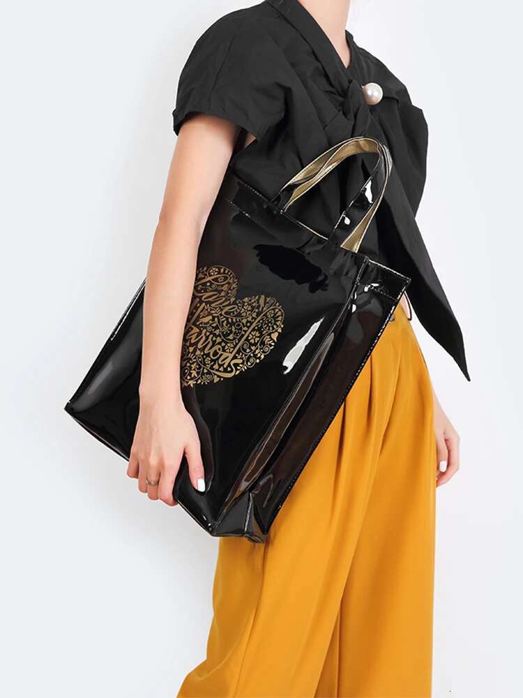 Simple And Stylish PVC Reusable Shopping Bag Brand Eco-friendly Handbag Shopping Bag Large Waterproof Summer Beach Designer Handbag