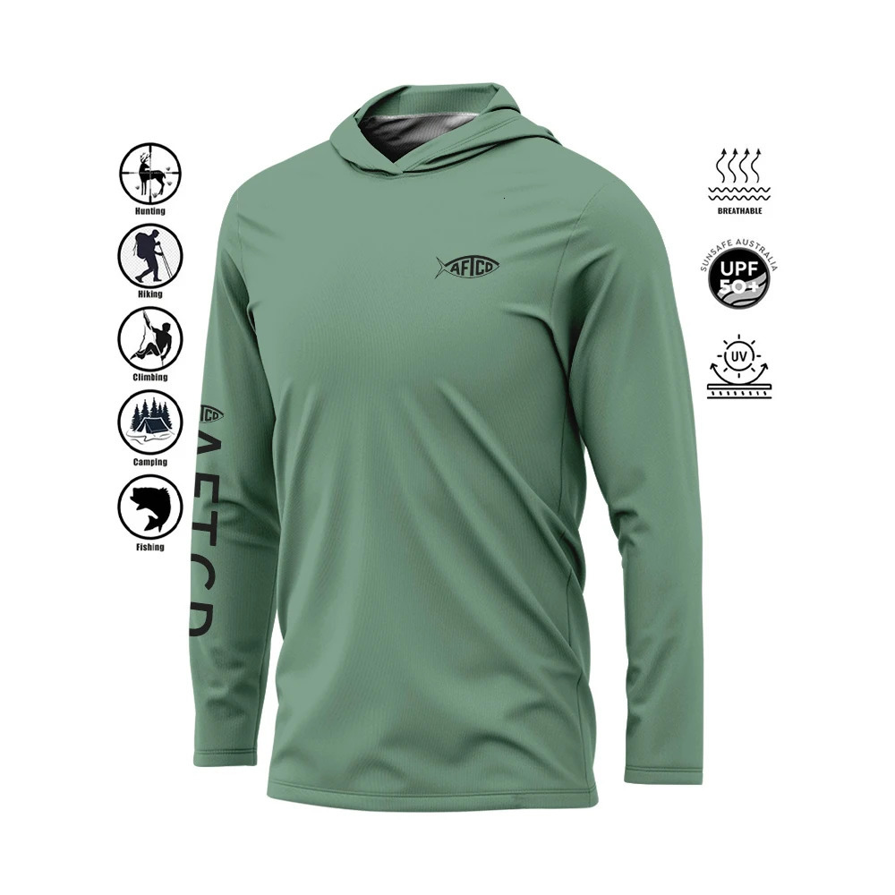 Premium UV Fishing Shirt Thin Breathable Outdoor Hoodie AFTCO Mens Long Sleeve Performance 250326