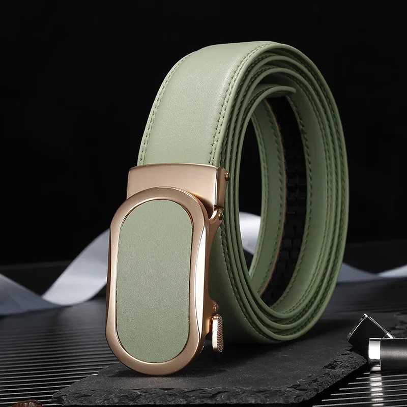 Gemstone Blue Belt Mens Automatic Buckle Fashion Casual Cinturon Womens Belt Green White Black Brown Red W250326