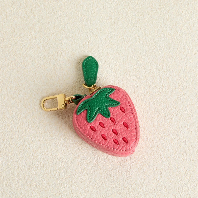 Strawberry Fruit Charm coin purse cute key chain mini pouch Wallet gift for girl women 250325