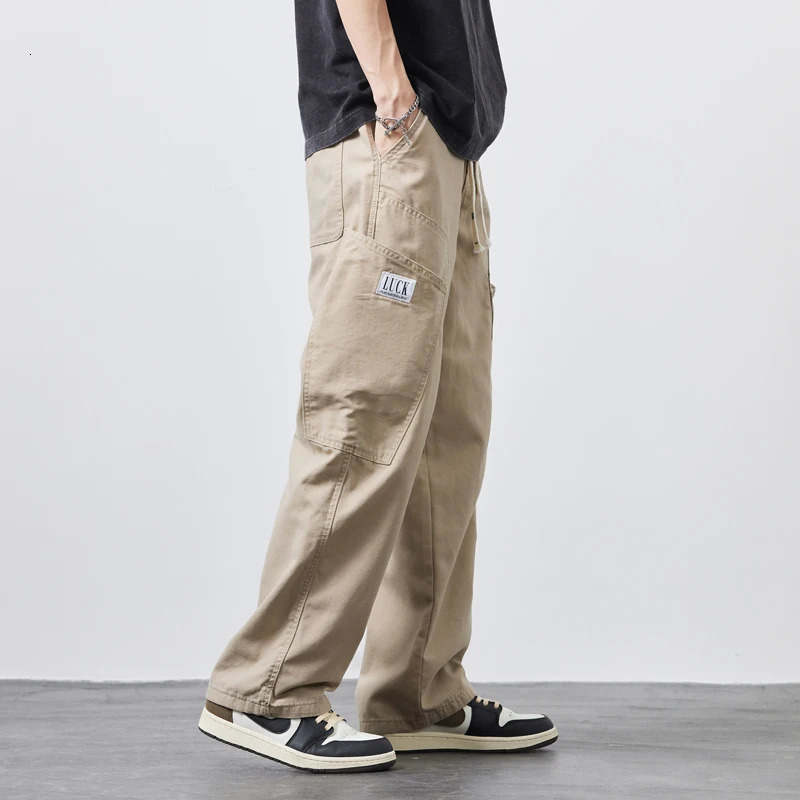 Mens cargo pants drag with multi pocket casual bag street wear sports pants mens outdoor hiking diagonal track jogger 250321