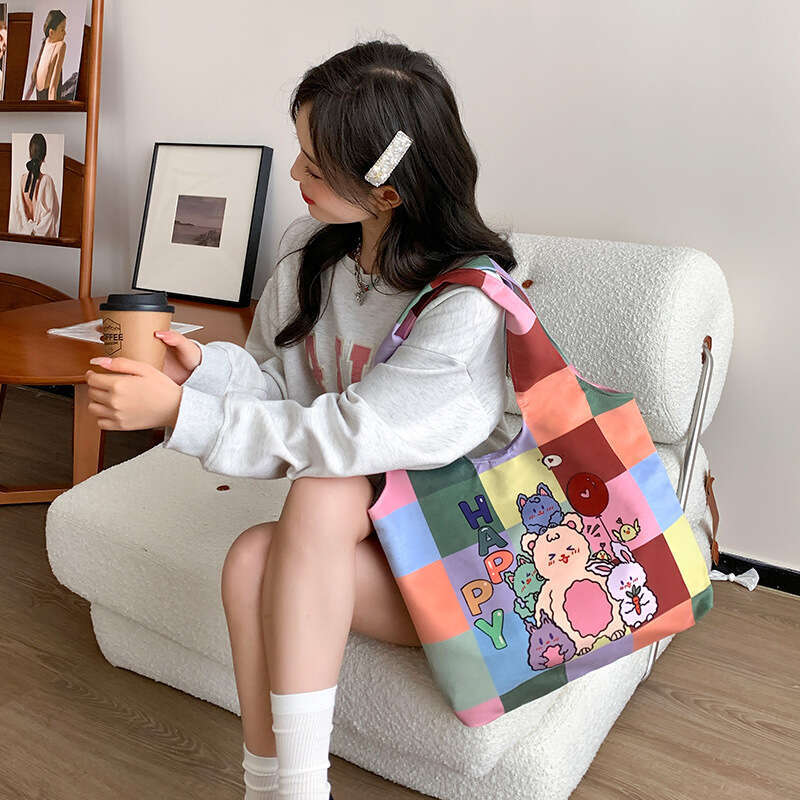 Bag, women's back, pericardium 2025 new canvas floral spring tote bag, student versatile crossbody shoulder bag