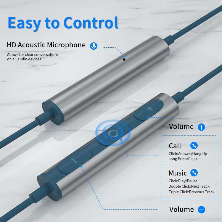 High quality wired 3.5mm jack, in ear bass with microphone, 1.2m cable, portable Hifi headphones