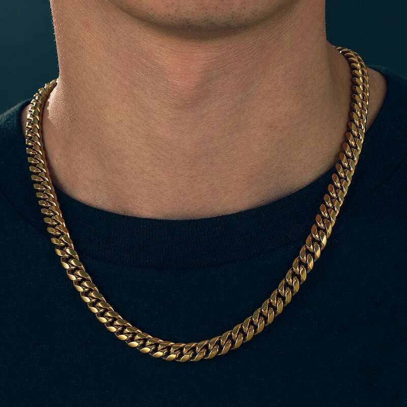 6/8/10mm Classic Cuban Chain Stainless Steel Necklace For Men Around The Neck Gold Color Chains Women Fashion