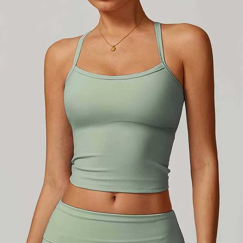 Womens cross back yoga top breathable and shockproof sports vest fitness bra with padding gym crop running top W250326