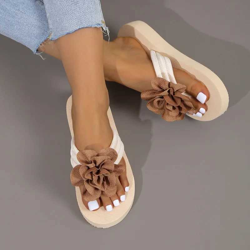 New summer slider outdoor beach flip cute flower bow decoration casual flat slider womens slider shoesXJ250326