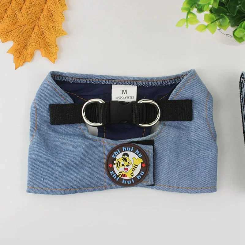 Denim dog vest safety belt set suitable for small and medium-sized dogs cats jeans stars chest straps Chihuahua puppies pet supplies X250326