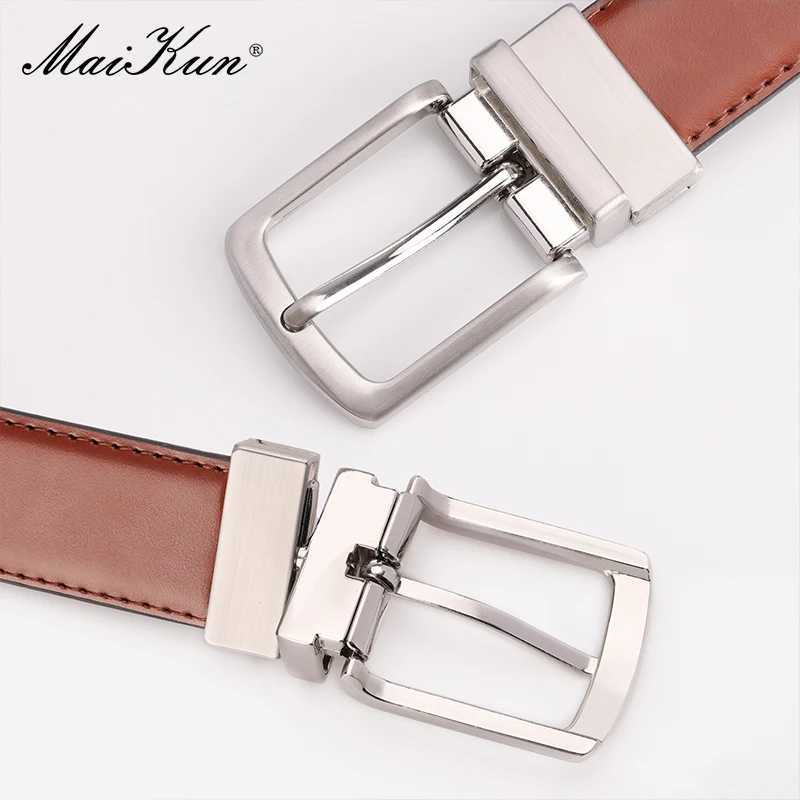 Maikun genuine leather mens belt rotating pin buckle double-sided leisure belt W250326