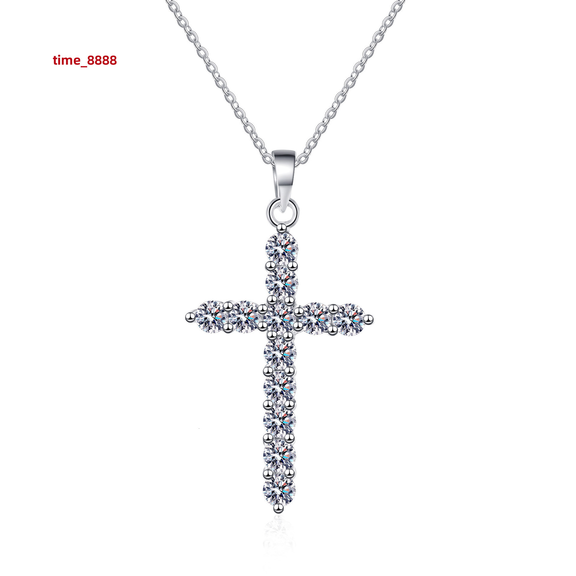 Hot Trendy Fine Moissanite Diamond Cross Pendant on Sterling Silver Chain High Quality Necklace for Men Women Girls Jewelry
