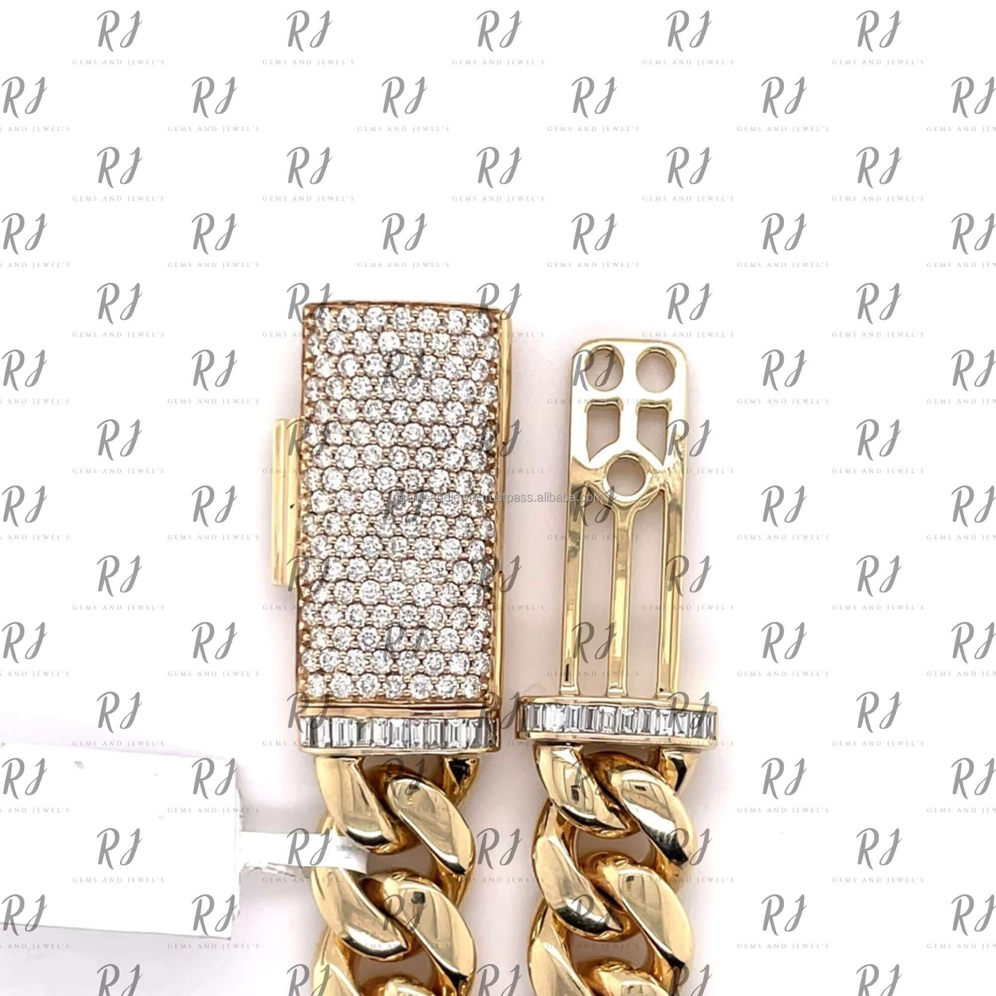 13mm Luxury Miami Cuban Link Chain Necklace Full Iced Out Moissanite With Stylish Lock Design