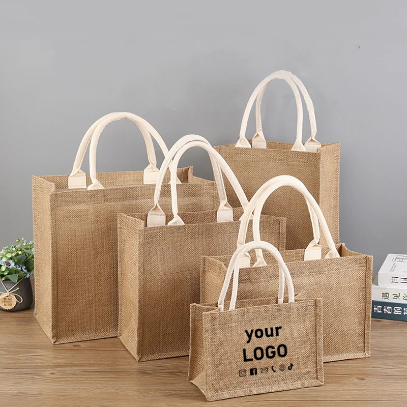 Minimum order of 10 pieces Linen handbag Eco-friendly sewing bag Cotton and linen storage canvas bag Gift bag printing 250325