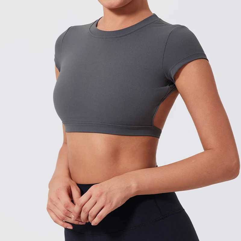 Ctenkevet sports short top womens fitness shirt yoga clothes womens gym training clothes crop top beautiful back T-shirt W250326