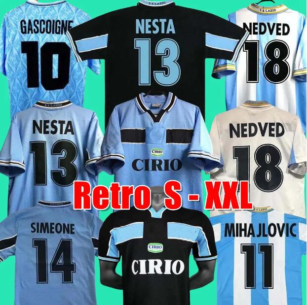 Lazio Retro 1989 1990 1991 1992 1999 2000 2001 soccer jerseys NEDVED SIMEONE SALAS GASCOIGNE home away football shirt VERON CRESPO NESTA 89 90 91 92 93 98 99 00 100TH