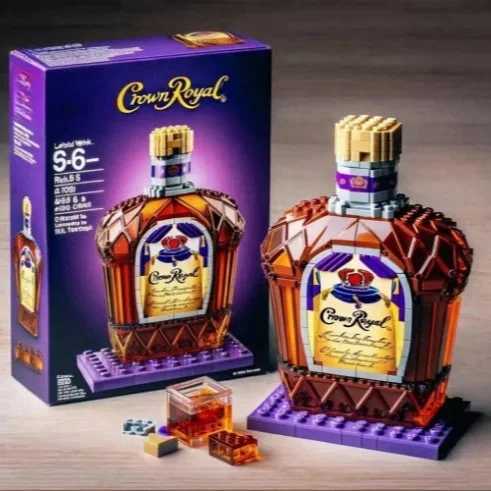 Building block whiskey bottle simulated grape wine bottle assembly building block creative building block decoration home decorationXJ250326