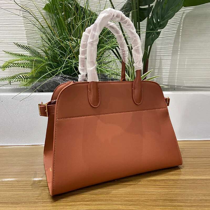 High End Leather Margaux Minimalist Shoulder Handbag for Women Designer Female Girls Large Tote Bag