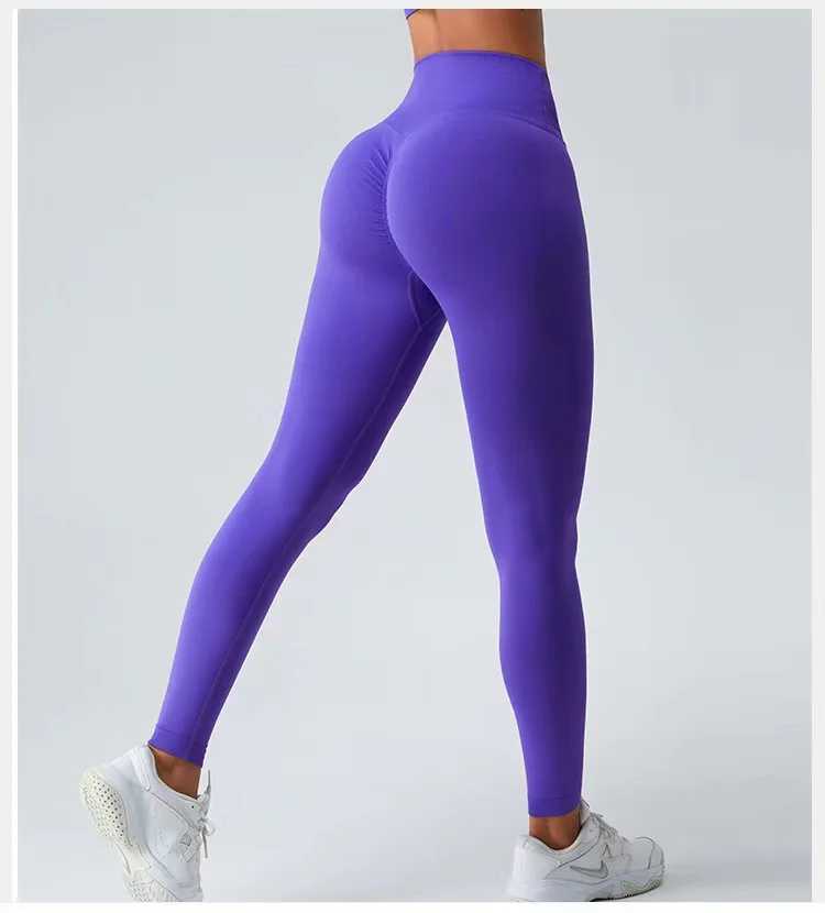Womens high-end yoga pants for fitness legs high elasticity push ups tight fitting and breathable fitness gym exercise running legs W250326
