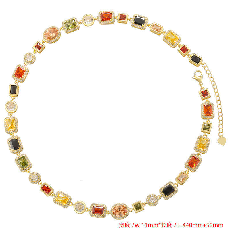 Designer bracelet Diamond bracelet Light luxury diamond jewelry studded square necklace with high-end feel bracelet necklace set accessories for women