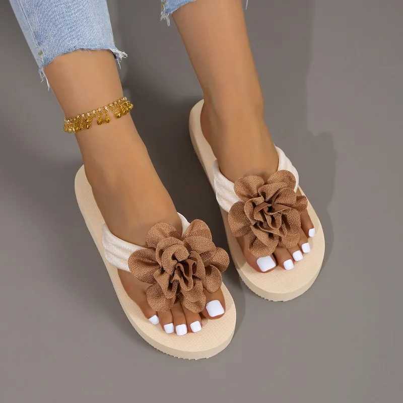 New summer slider outdoor beach flip cute flower bow decoration casual flat slider womens slider shoesXJ250326