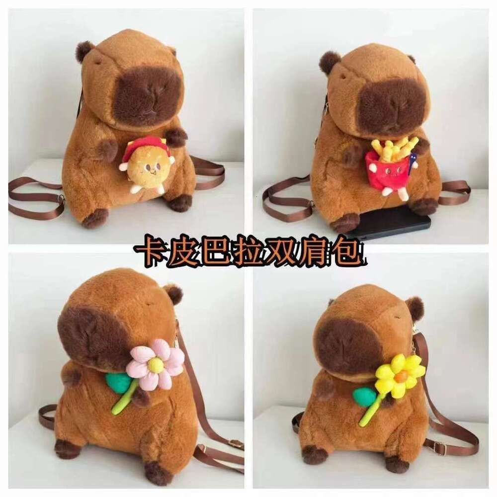High appearance Capibala backpack plush cartoon bundle pocket cute capybara storage bag new diagonal cross