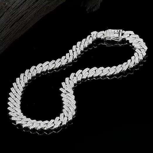 Factory Various Styles Diamond Moissanite Cuban Link Chain Necklace Bracelet Hip Hop Moissanite Necklaces