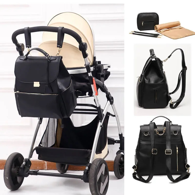 Waterproof Diaper Bag for Mommy Maternal PU Leather Nappy Backpack Baby Infant Organizer Changing Nursing Mom Pram Bag to Care 250325