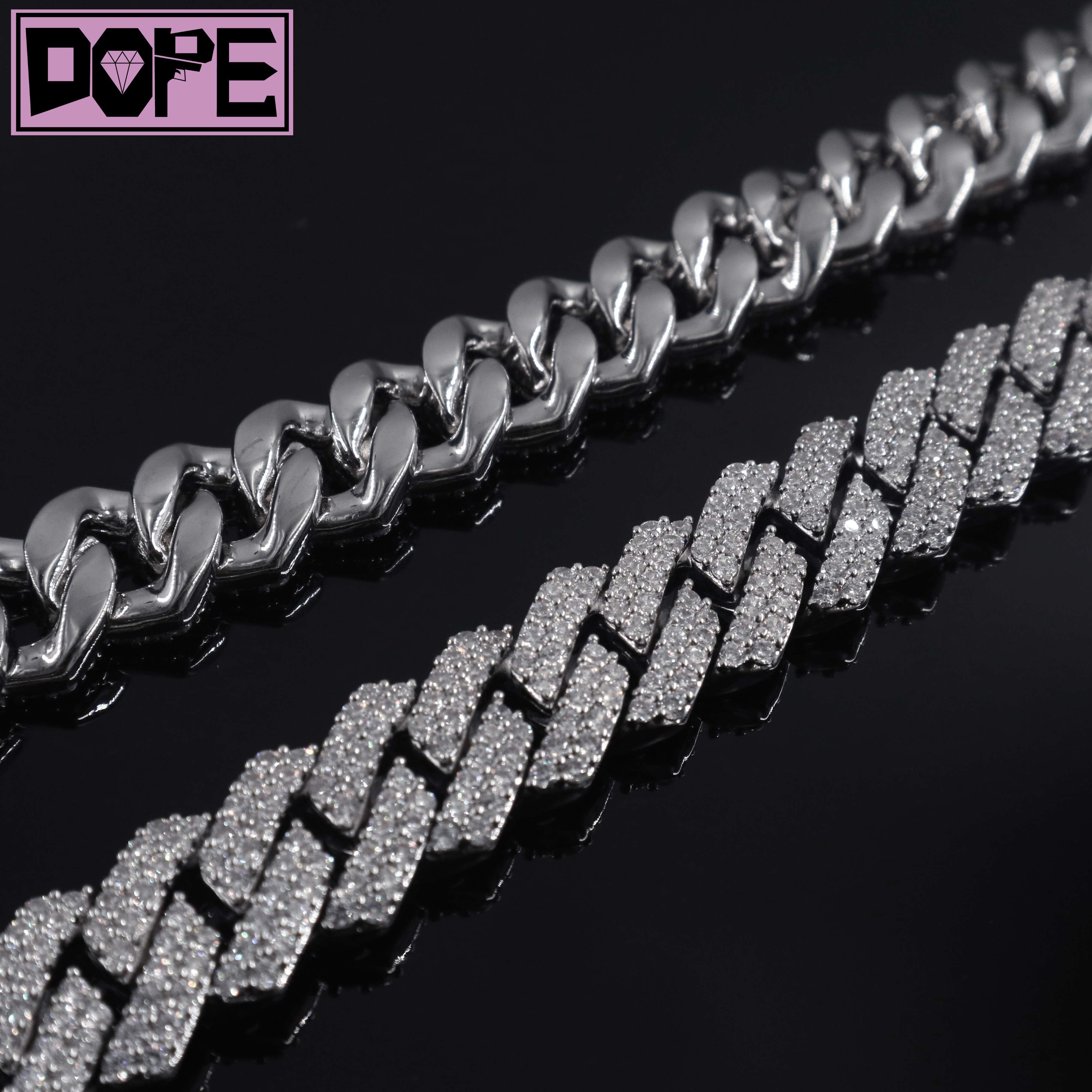 In Stock Moissanite Cuban Necklace 925 Sterling Silver 10mm Width Iced Out VVS Diamond Moissanite Cuban Chain